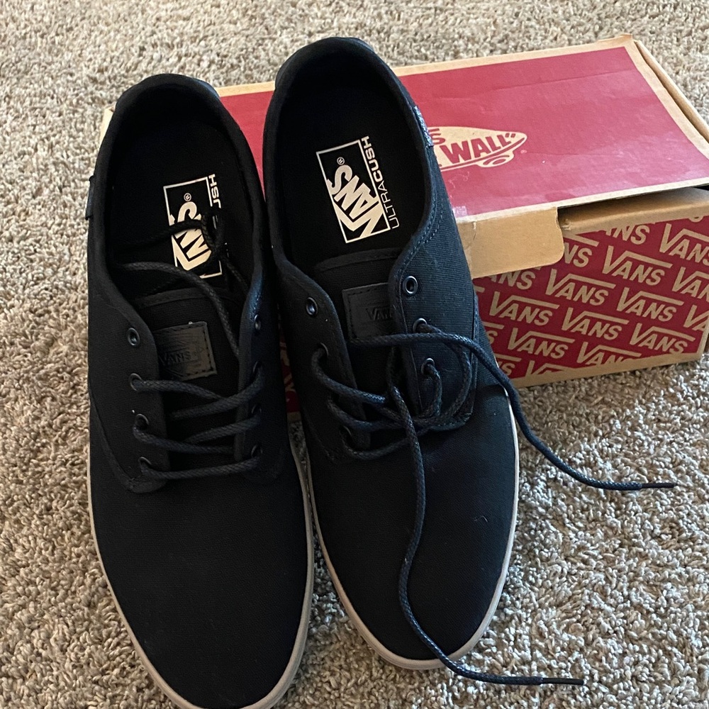 Vans Black Canvas Low-Top Sneakers with White Sole